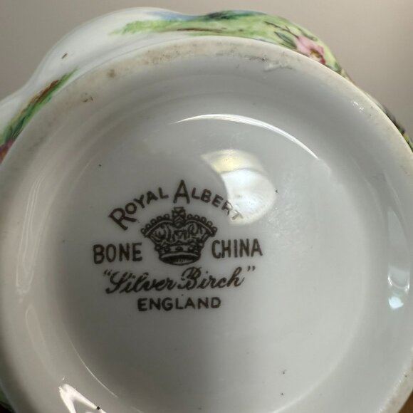 Royal Albert Silver Birch Creamer and Sugar Set – Bone China England Birch Tree - Picture 9 of 9